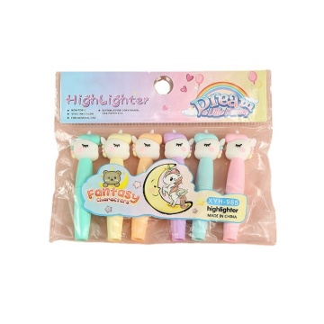 ユニコーン蛍光蛍光ペンセット-6色のかわいい文房具マーカー