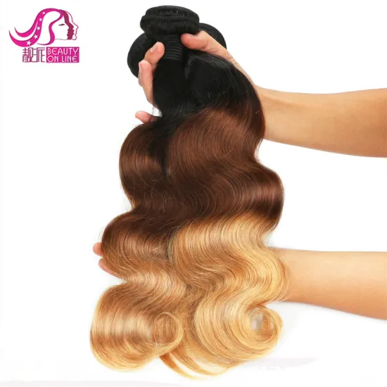 Best Virgin Hair Three Tone  Brazilian Hair Weave Wet And Wavy Body Wave Hair Extensions Human Color #1B/4/27