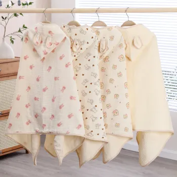 Cartoon Soft Cotton Baby Bath Towel with Hood