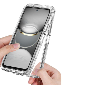 3-इन -1 शॉकप्रूफ पारदर्शी ऐक्रेलिक हार्ड 360 ° फुल बॉडी फोन केस टू टेक्नो स्पार्क 30 सी 5 जी
