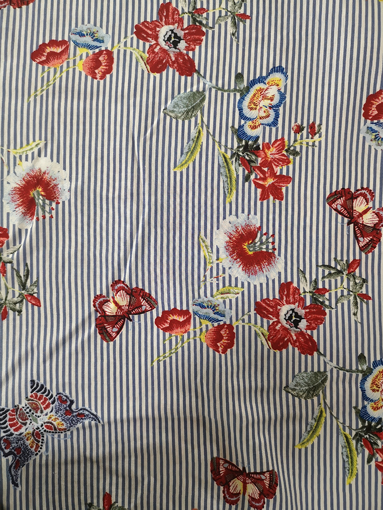 Şerit Nakış Rayon Poplin Servisi 45S Baskı Kumaş