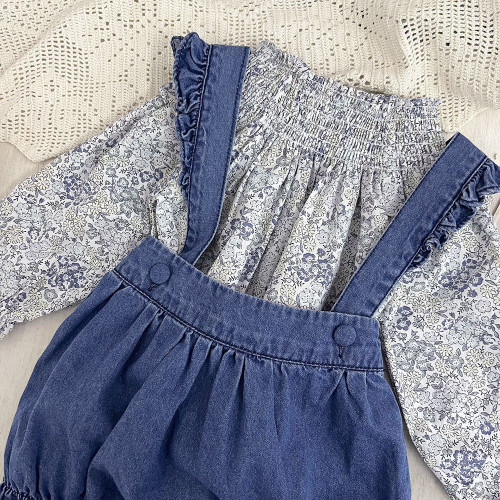 Spring Vintage Floral Baby Girl Long Sleeve Shirt