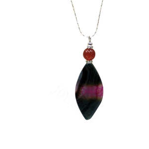 Natural Gemstone Agate Necklace with Silver Chain