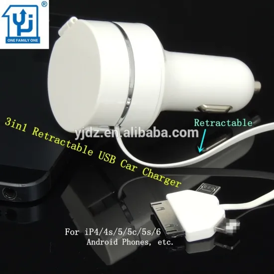 2015 Retractable 3in1 mini USB Cable Car Charger for Phone