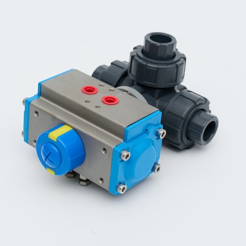 atmospheric pressure pneumatic UPVC three-way ball valve