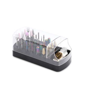 2 in 1 Empty Nail Drill Bit Case Display Holder with Cleaning Brushes