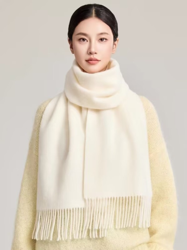 100% Wool Scarf - Men and Women Winter Warm Soft Luxurious Solid Colors