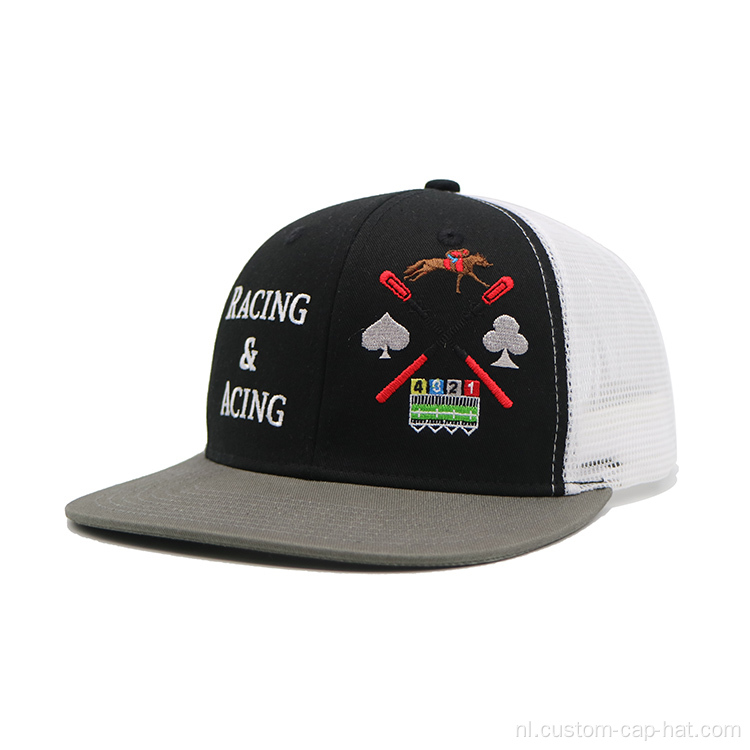 Nieuwe design trucker hoed met borduurlogo