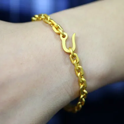 Luxe 18K Gold-Plated Sterling Silver Men's Cross Bracelet
