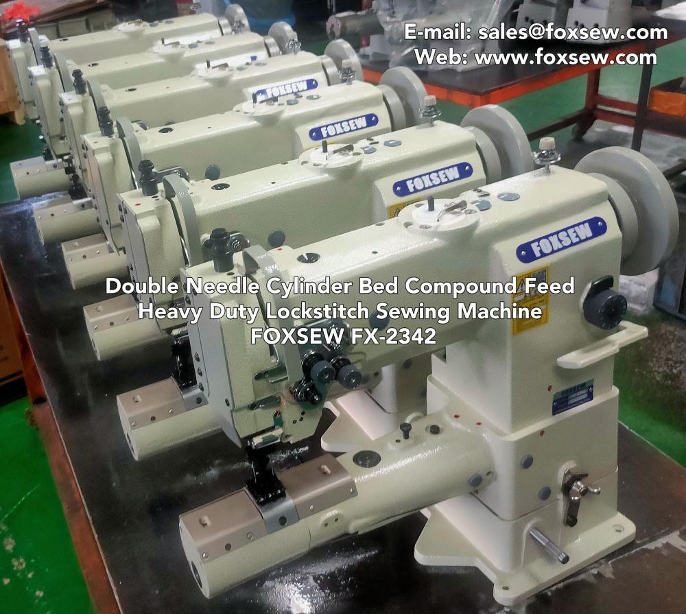 Double Needle Cylinder Bed Compound Feed Heavy Duty Lockstitch Sewing Machines Foxsew Fx 2342 1 Jpg
