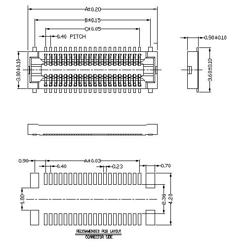 0.4mm Board to Board connector, Female , mating Height 1.0mm BB0.4F-1.0XXX01
