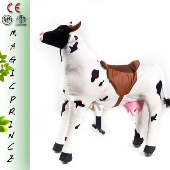 (EN71&ASTM&CE)~(Pass!!)~NC15 Kids human power operated soft plush riding animals cow toy scooters, walking animal cow in mall