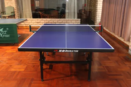 Double Fish Factory MDF Board Foldable Ping pong Tennis Table - Indoor Movable Table Tennis Table with Wheels