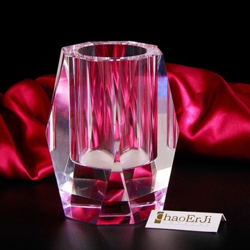 Hot Sale Simple Office Stationery Crystal Pen Holder Clear K9 Glass