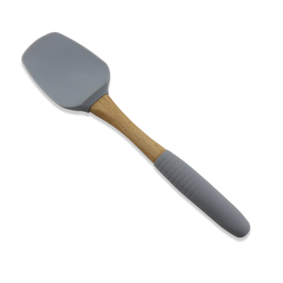 Utensilios de cocina de silicona 3PCS con mango de madera de haya