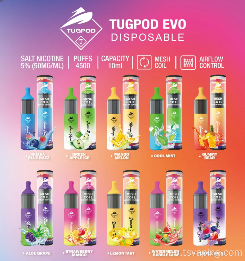 Remolcador evo evo púrpura lluvia desechable 4500 bocanadas 10 ml