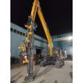 Excavator converted into photovoltaic drilling rig