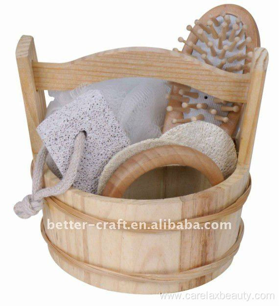 Natural wooden bath gift sets