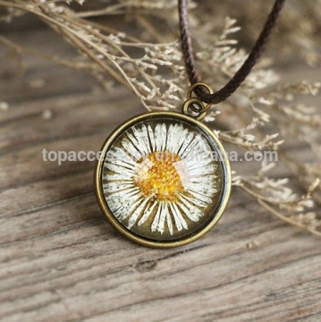 TNC61128-39 Hot Fashion Hand painted sunflower Immortal flowers time gem Long Strip Pendant Necklaces
