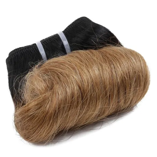 Hair Extensions 6 Short Afro Body Wave Ombre 1B/27/30 Brazilian  Remy Human Hair Bundles Honey Blonde 4Pcs