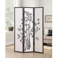 3 Panel Black Oriental Shoji Room Divider Screen