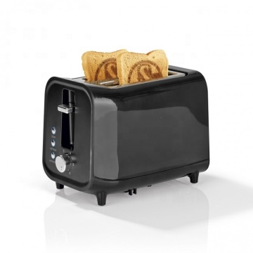 Customizable 800W Black Toaster with Dual Slots, Auto Centering, and Various Functions