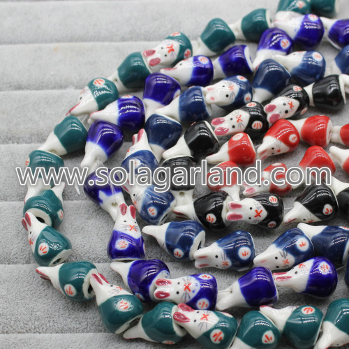 Contas de coelho 15 * 23 MM Spacer Cerâmica Animal Luck Rabbit Beads