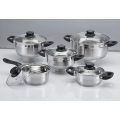 Stainless steel 10-piece cookwares with glass cover