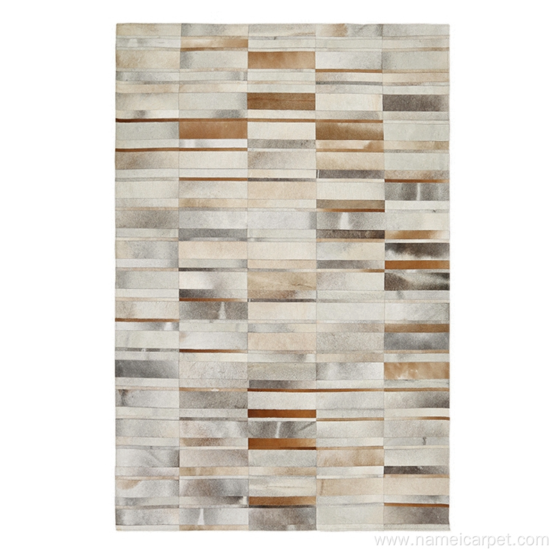 Cowhide leather patchwork luxury hotel carpet area rug