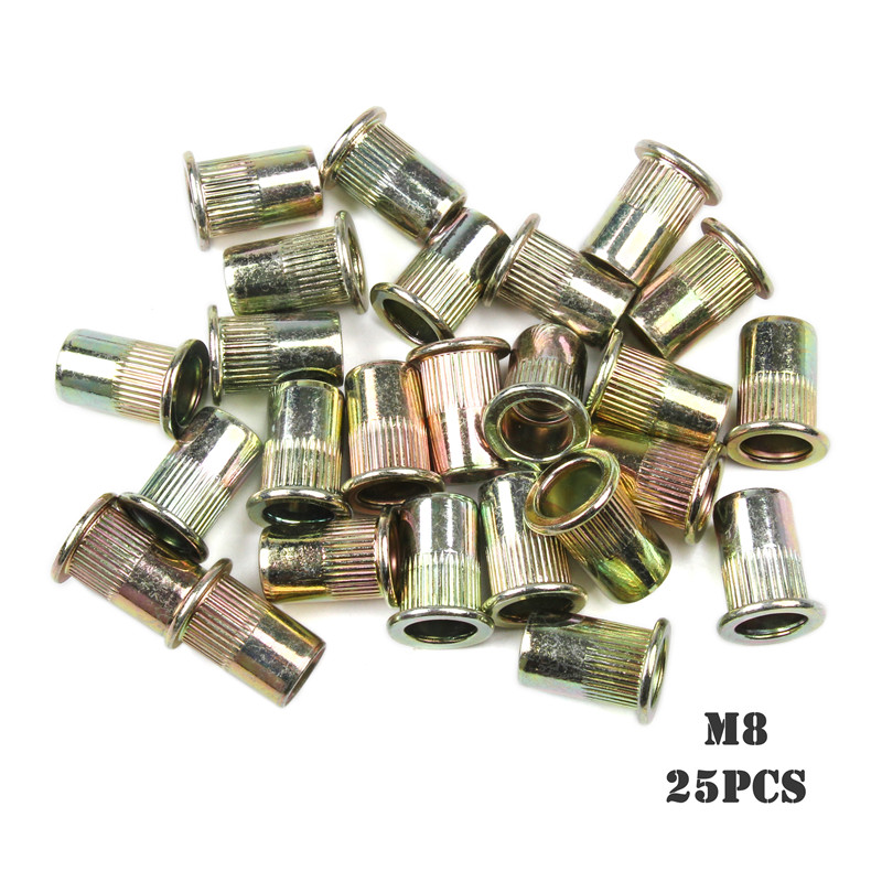 100Pcs Carbon steel Rivet Nuts M4 M5 M6 M8 Flat Head Rivet Nuts Set Nuts Insert Riveting Mix Set