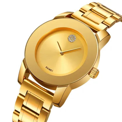Skmei Ladies Casual Dress Gold Rhinestone Waterproof Watch 2176