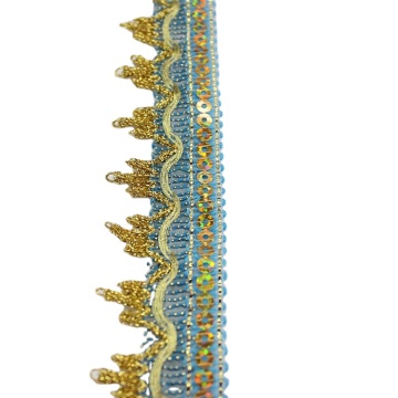 Cintas de encaje de bordado de lentejuelas de 3 cm, accesorios de rendimiento, encaje de crochet de olas, adornos de trenza dorada y plateada: colección de moda y suministro de artesanía de lujo