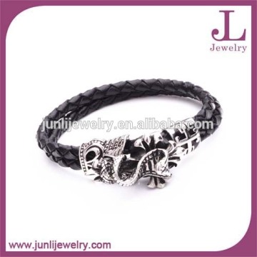 Stainless Steel Antique Finish Cross Design Bracelet Genuine Leather Bracelet