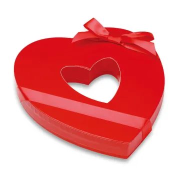 Red Chocolate Gift Heart Paper Box with Ribbon