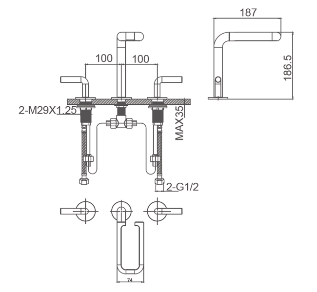 Elegance and Practicality Combined Basin Mixer