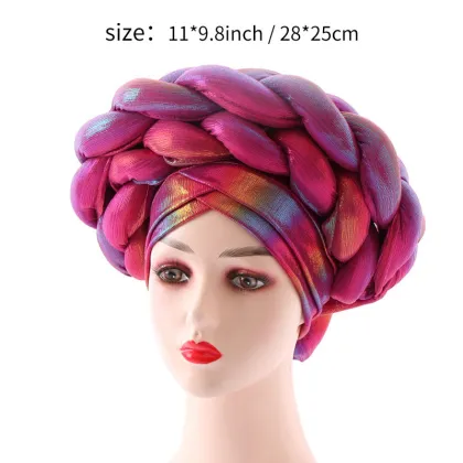 Adjustable Braided Muslim Headscarf Hat for Women - Baotou Hat with Crossed Forehead