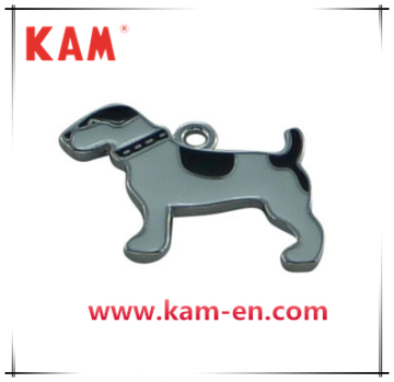 Etiqueta metálica con perro forma, precioso diseño, moda, Kam