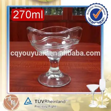 9.5oz (270ml) functional fruit desert clear glass pedestal bowl ice cream serving bowl