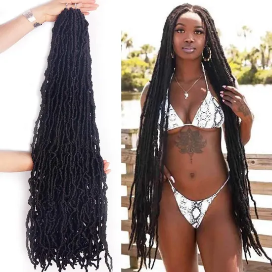 Colorful Synthetic NuNu Locs: Soft Faux Locs in Black for 36 Inch Dread Locks