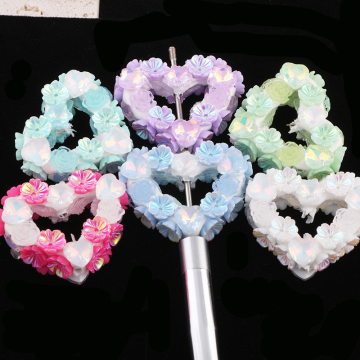 DIY Mobile Phone Keychain, Necklace Accessories: Hollow Zircon Flower Love Diamond Ball Straight Hole Beads