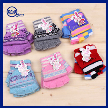 Yhao Cute winter wool gloves half finger gloves clamshell dual-writing warm winter gloves
