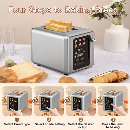 Six-in-one Smart Touchscreen Breakfast Maker, Multifunctional Sandwich Maker, Home-use Bread Toaster and Waffle Maker