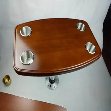 Varnished Painted Oak Table Top 650x400mm with 4 Cup Holders for Caravan RV Marine Boat
