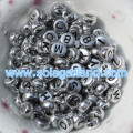 Silver Metallic Single Alphabet Letter Coin Round Beads 4X7MM