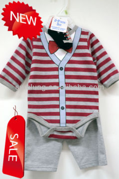 100% Cotton Newborn Elegant Baby Clothing Gift Set Red Pinstripe Suit Infant Boys Clothing "11"