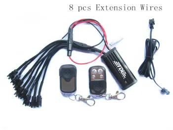 Single Color Control Box Male Plug 8 Lines Output & 2 Remotes & Extension Wire For Motorcycle Led Lighting