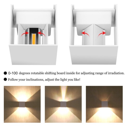 12W indoor and outdoor adjustable wall light