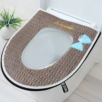 Plush Thick Warm Toilet Cover with Large Inner Diameter and Zipper Handle