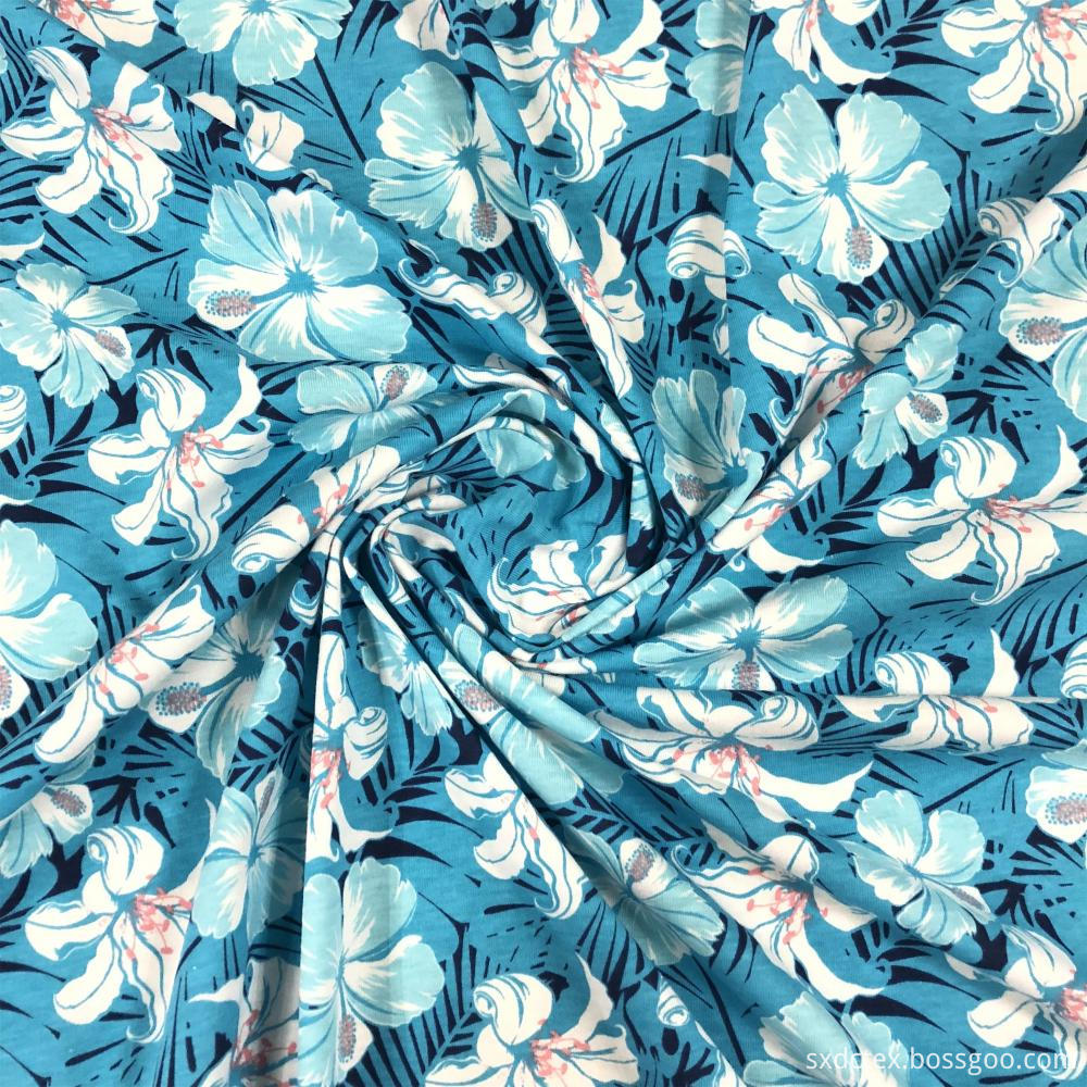 Cotton Polyester CVC Floral Printed Jersey Cloth Fabric
