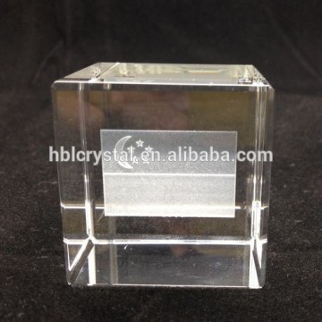 beautiful flag 3d laser crystal cube paperweight